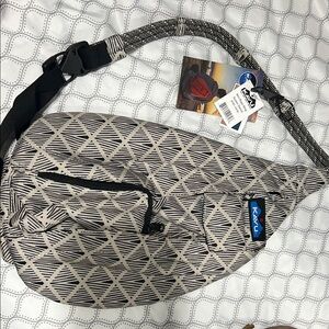 Kavu Black and White Belt Bag with Geometric Design